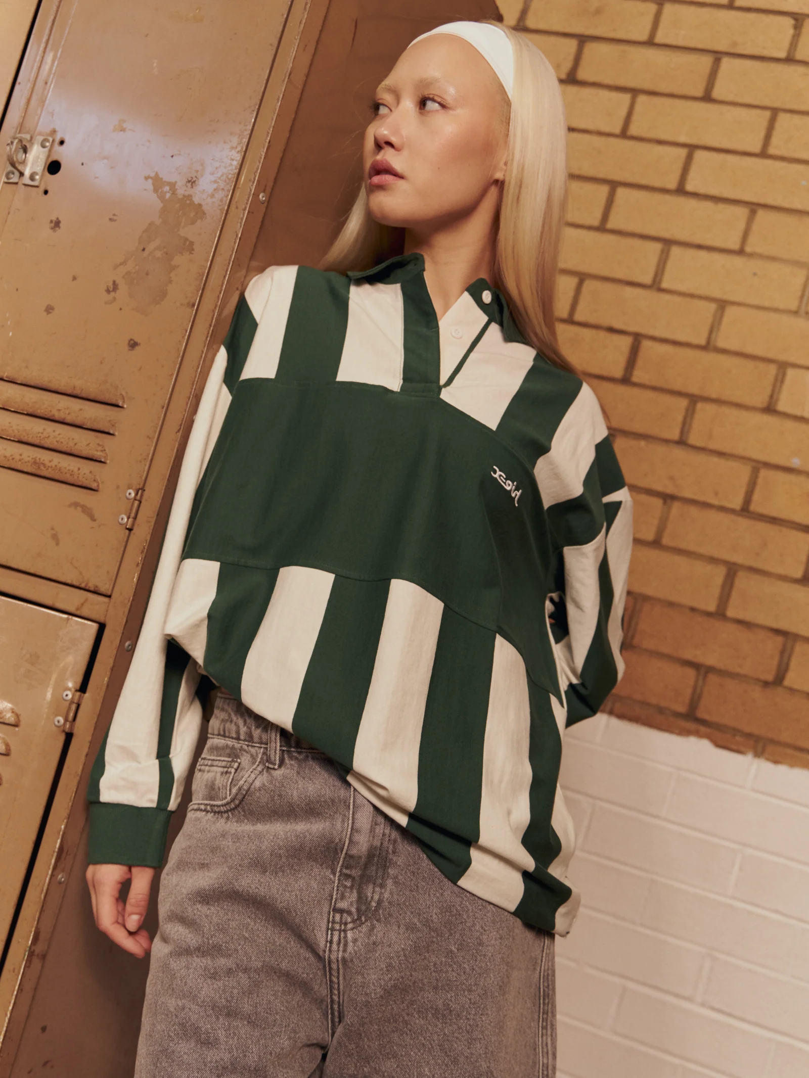Wide Stripe Oversized Long Sleeve Rugby Top - Image 4