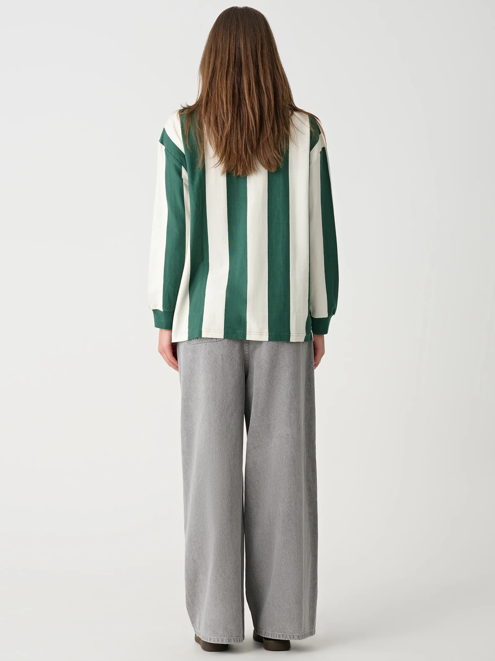 Wide Stripe Oversized Long Sleeve Rugby Top - Image 8