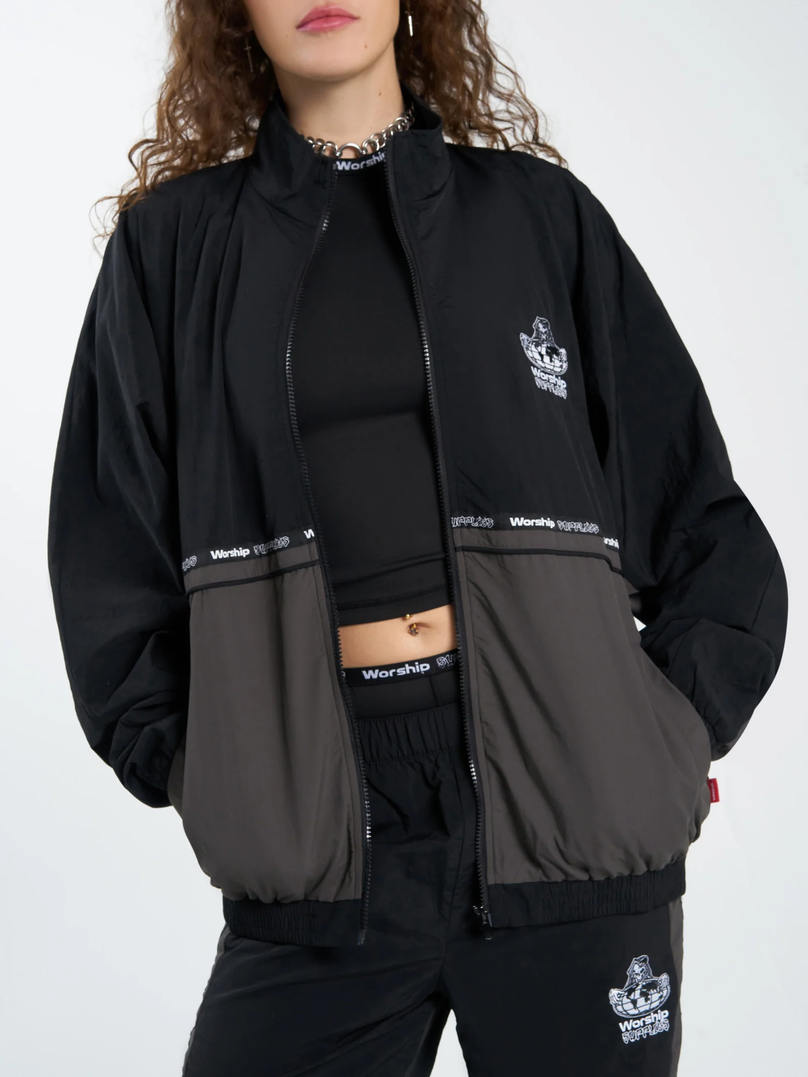 Win Win Crushed Nylon Track Jacket - Image 3