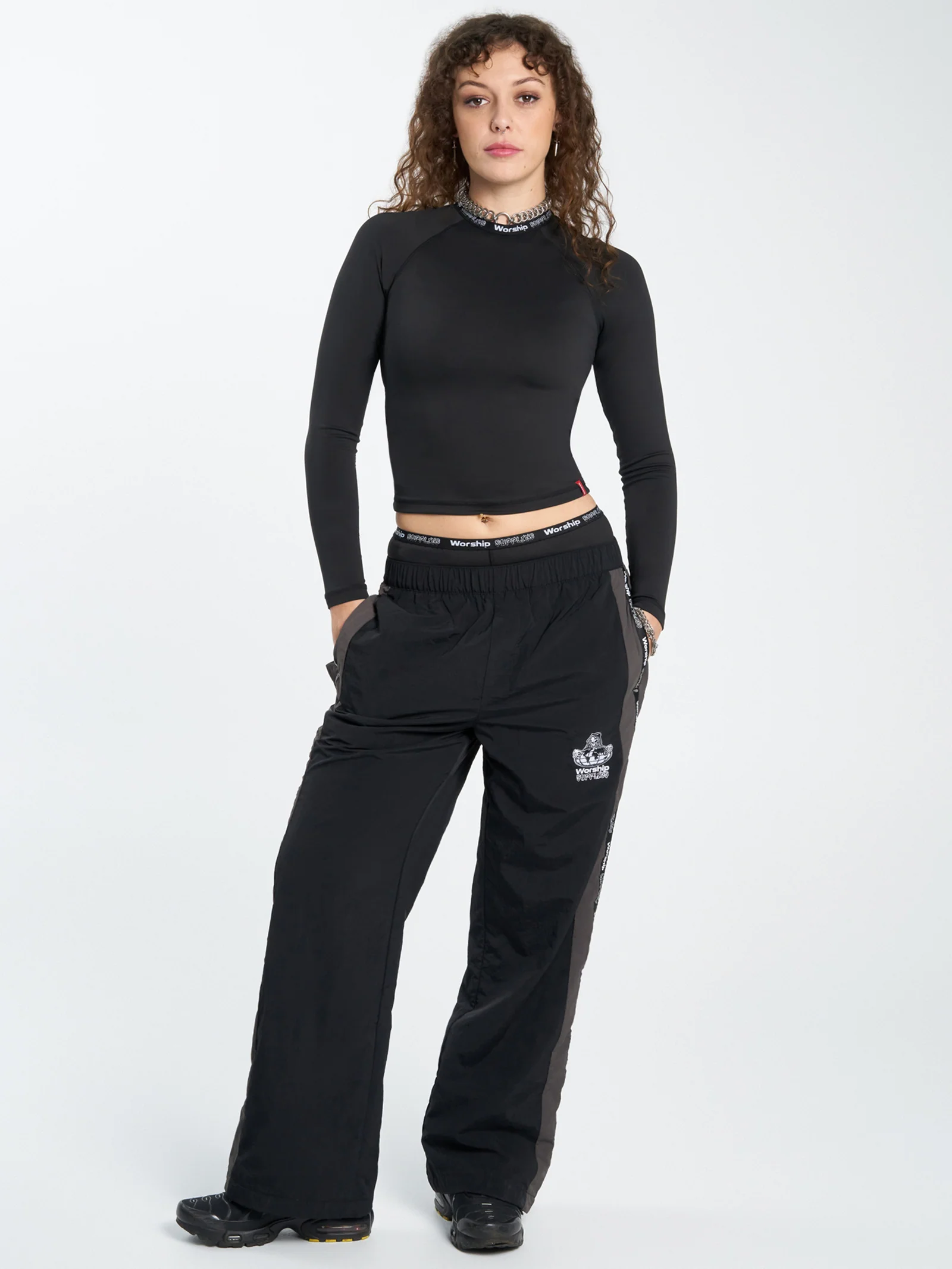 Win Win Crushed Nylon Track Pants - Image 2