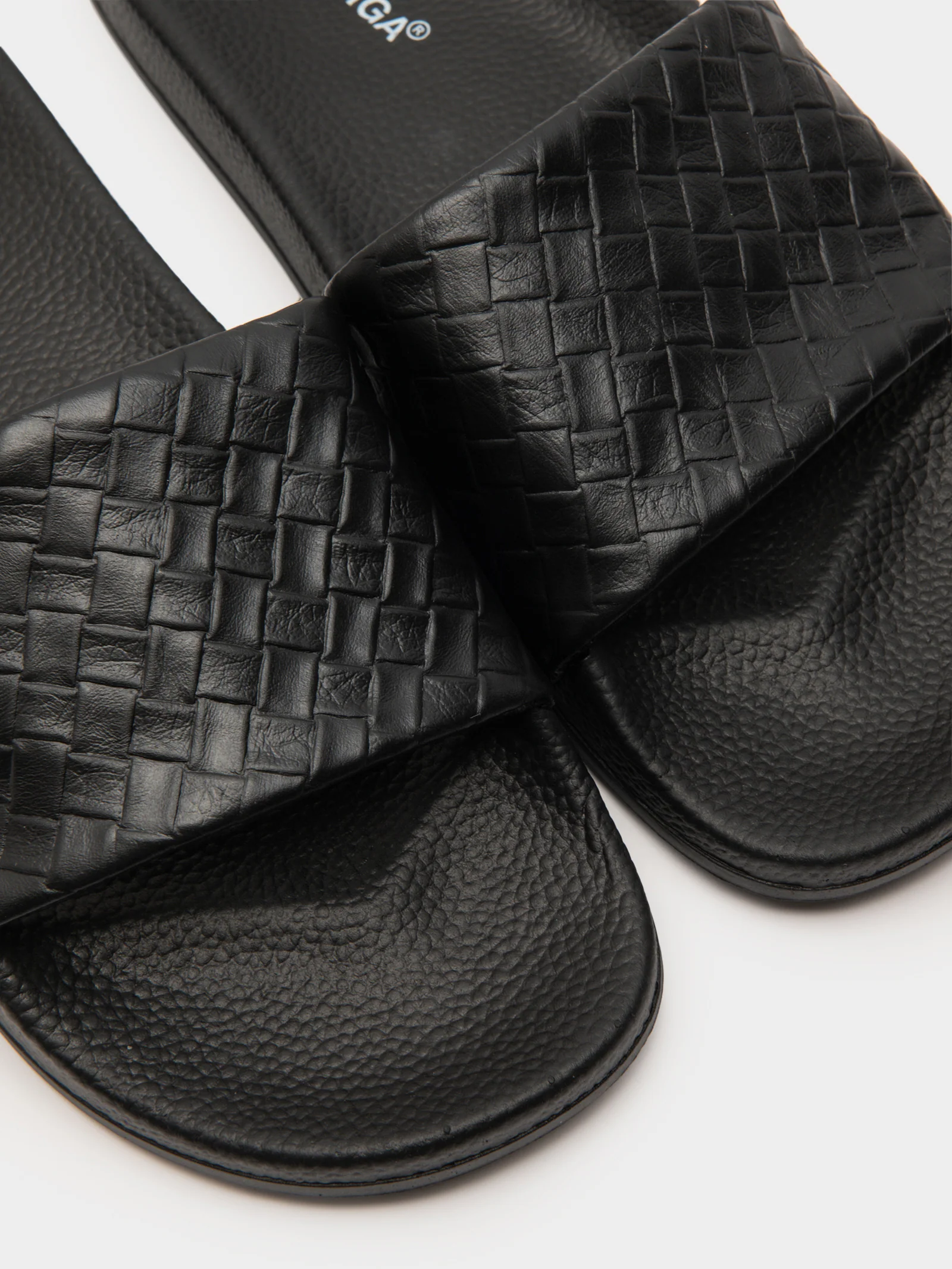 Womens 1908 Woven Leather Slides - Image 3