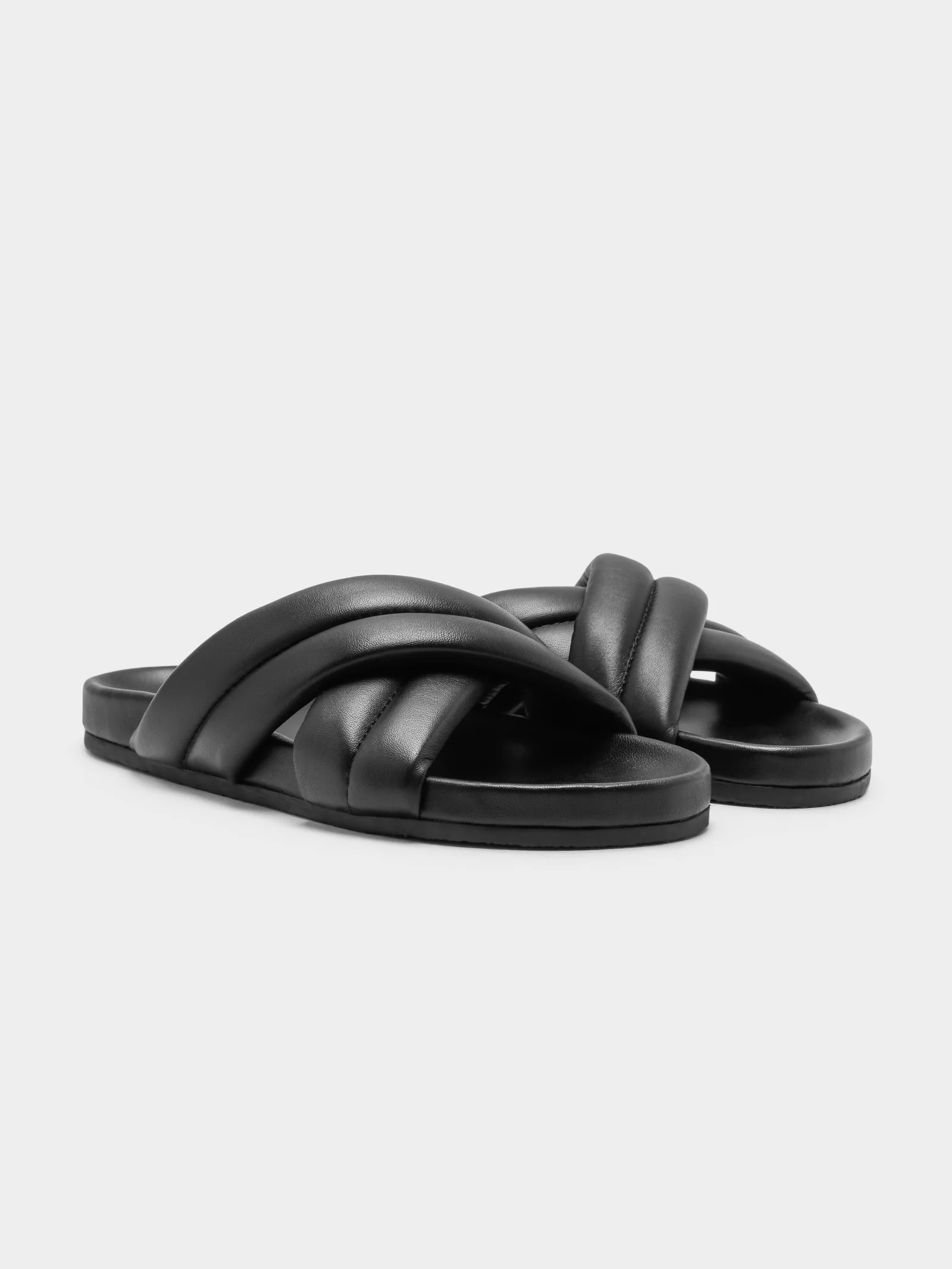 Womens Crossover Leather Slides - Image 2