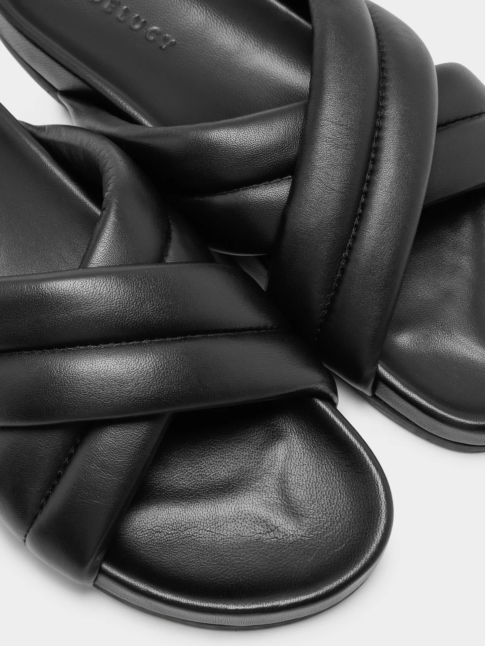 Womens Crossover Leather Slides - Image 4