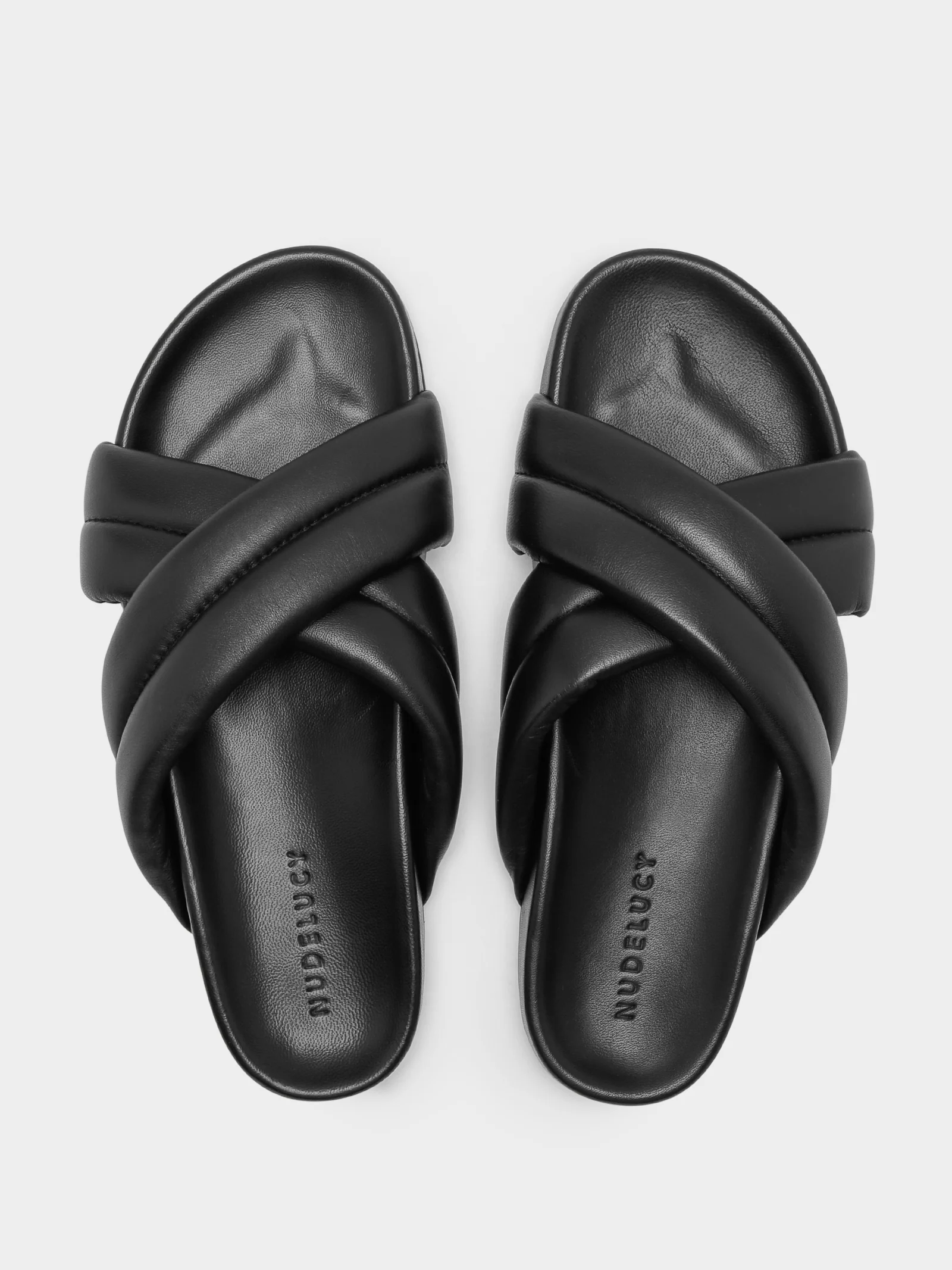 Womens Crossover Leather Slides - Image 5