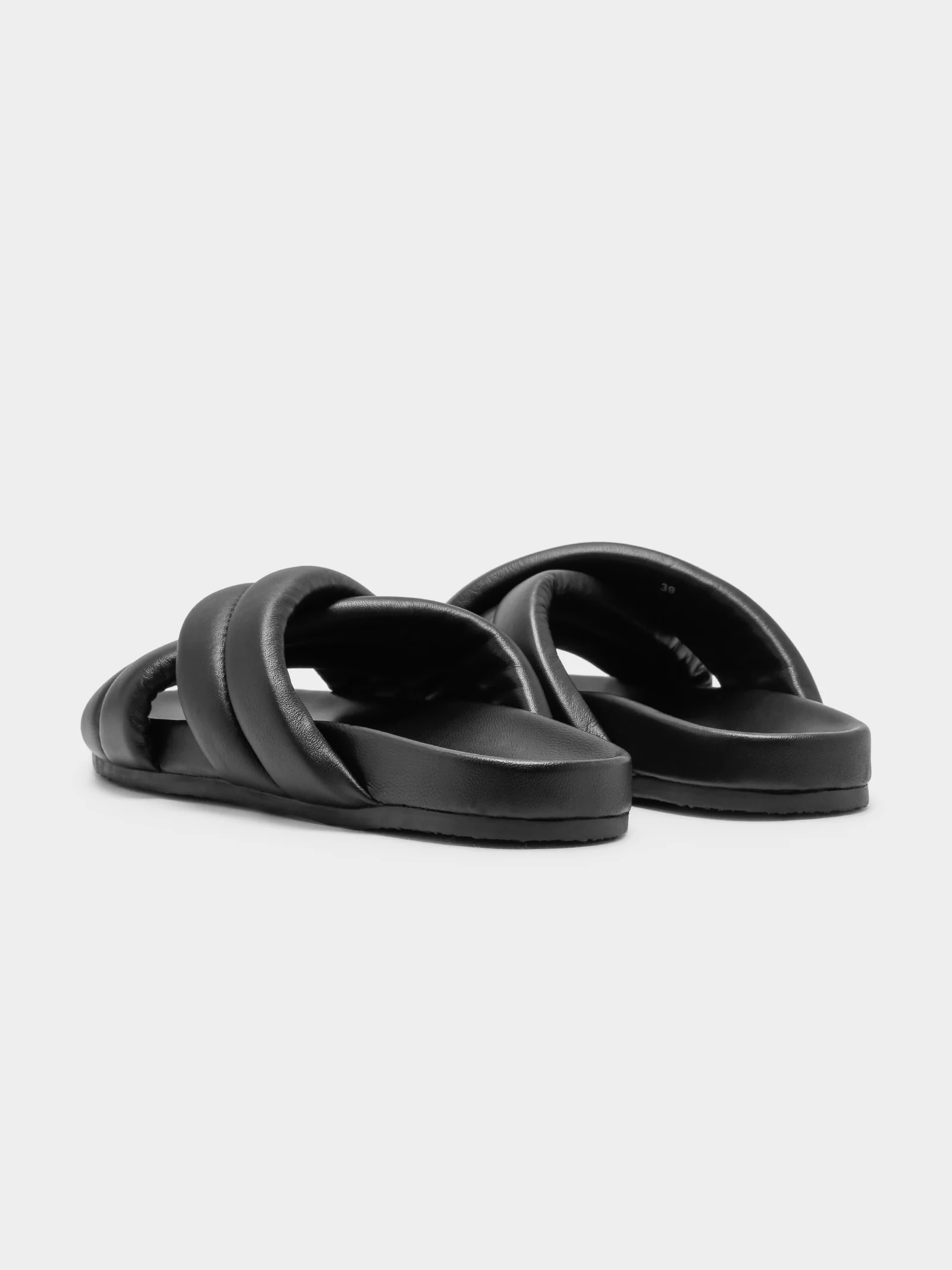 Womens Crossover Leather Slides - Image 7