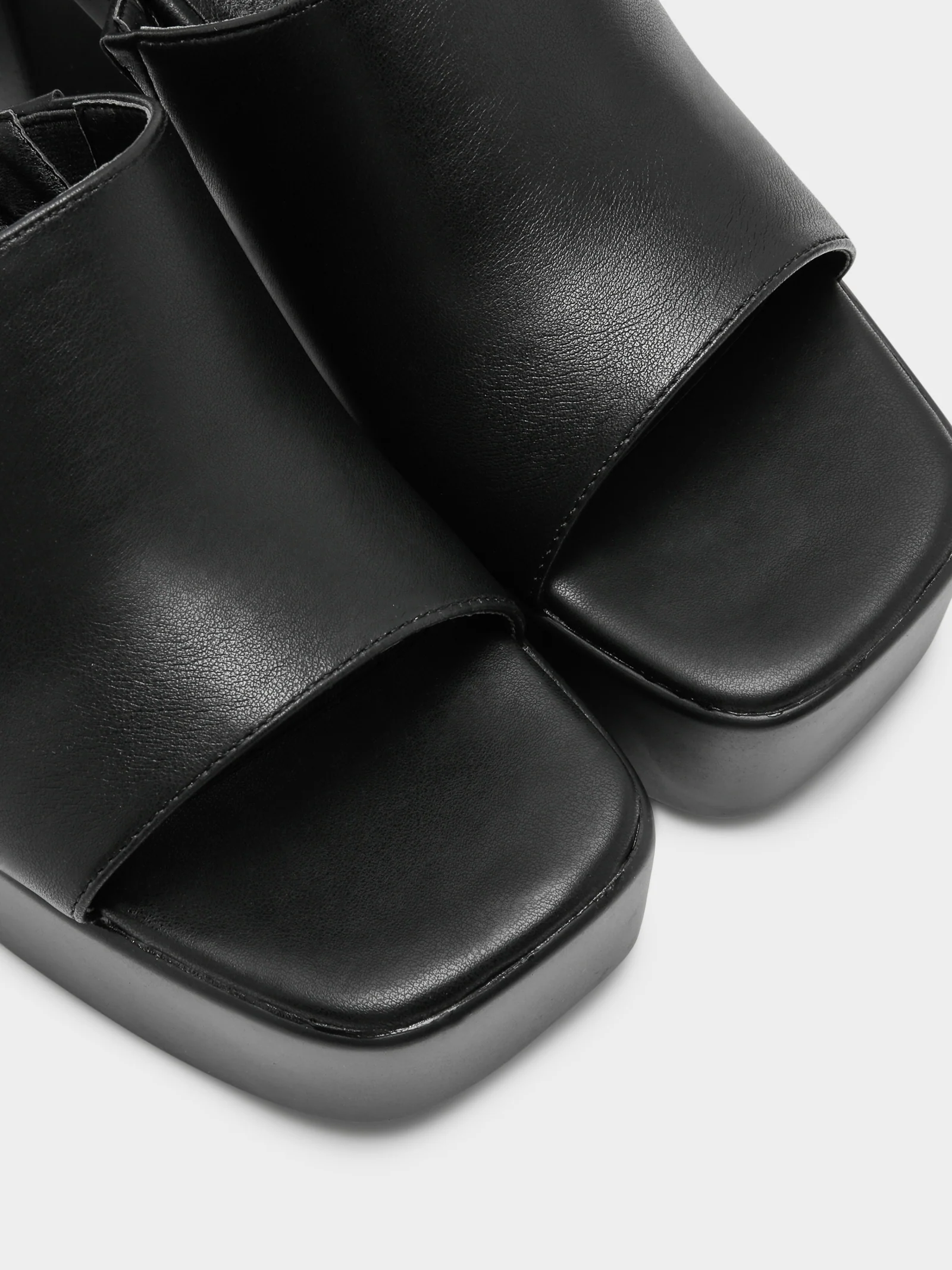 Womens Devon Platform Square-Toe Mule Heels - Image 5