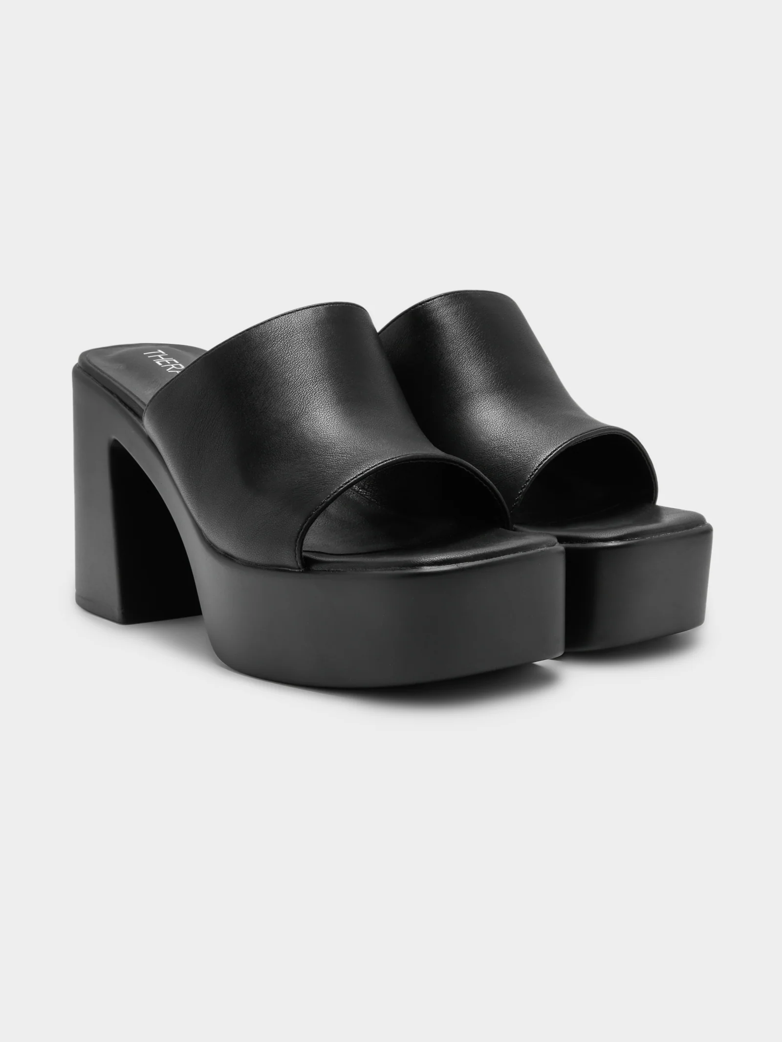 Womens Devon Platform Square-Toe Mule Heels - Image 6
