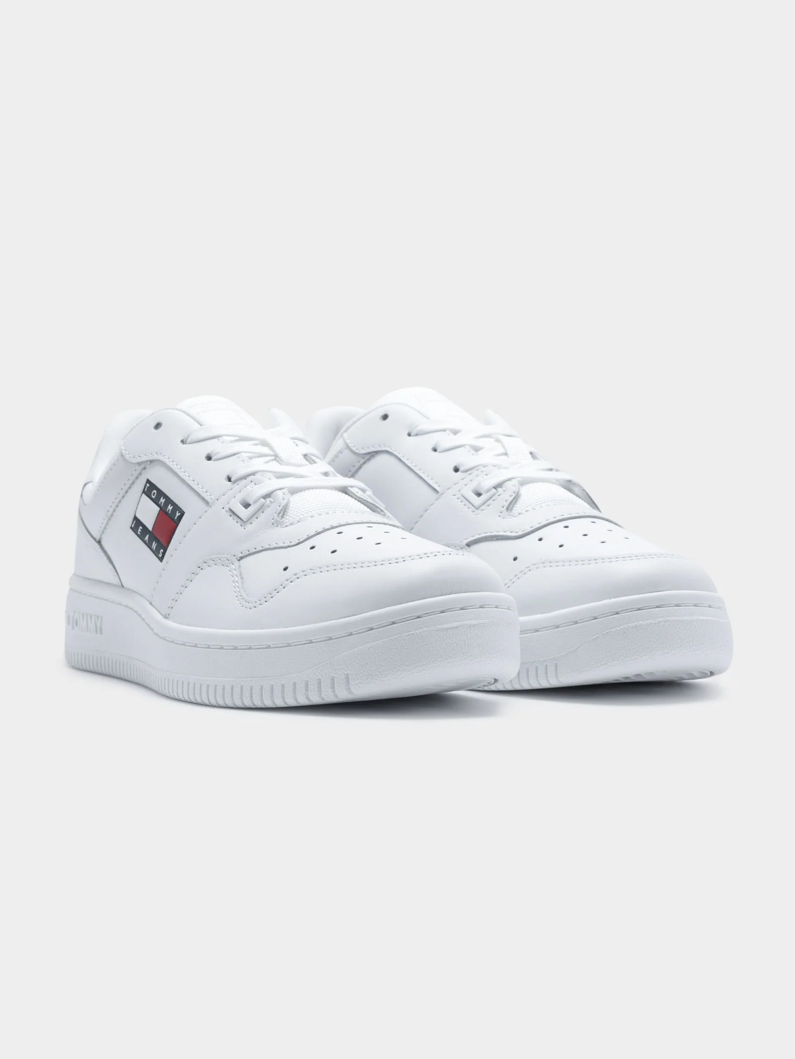 Womens Leather Basket Trainers - Image 2