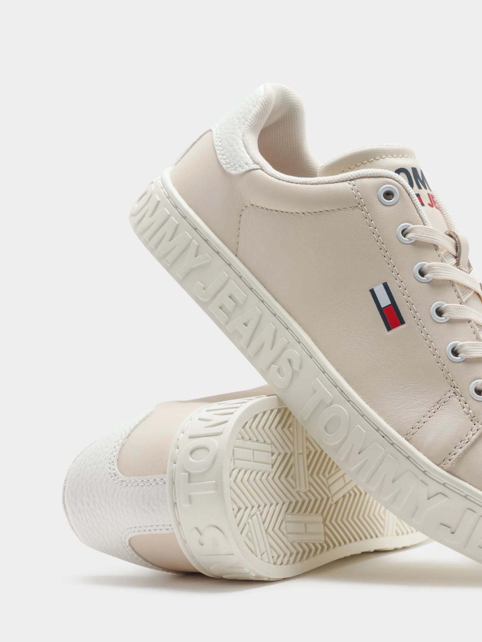 Womens Logo Leather Cupsole Sneakers - Image 5