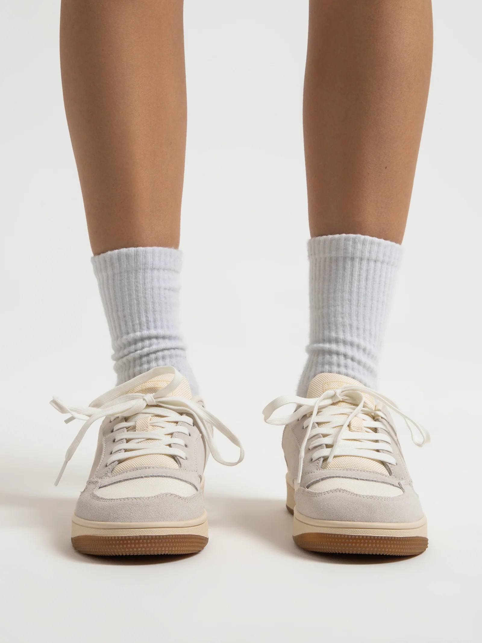 Womens Retro Mixed Texture Trainers - Image 2