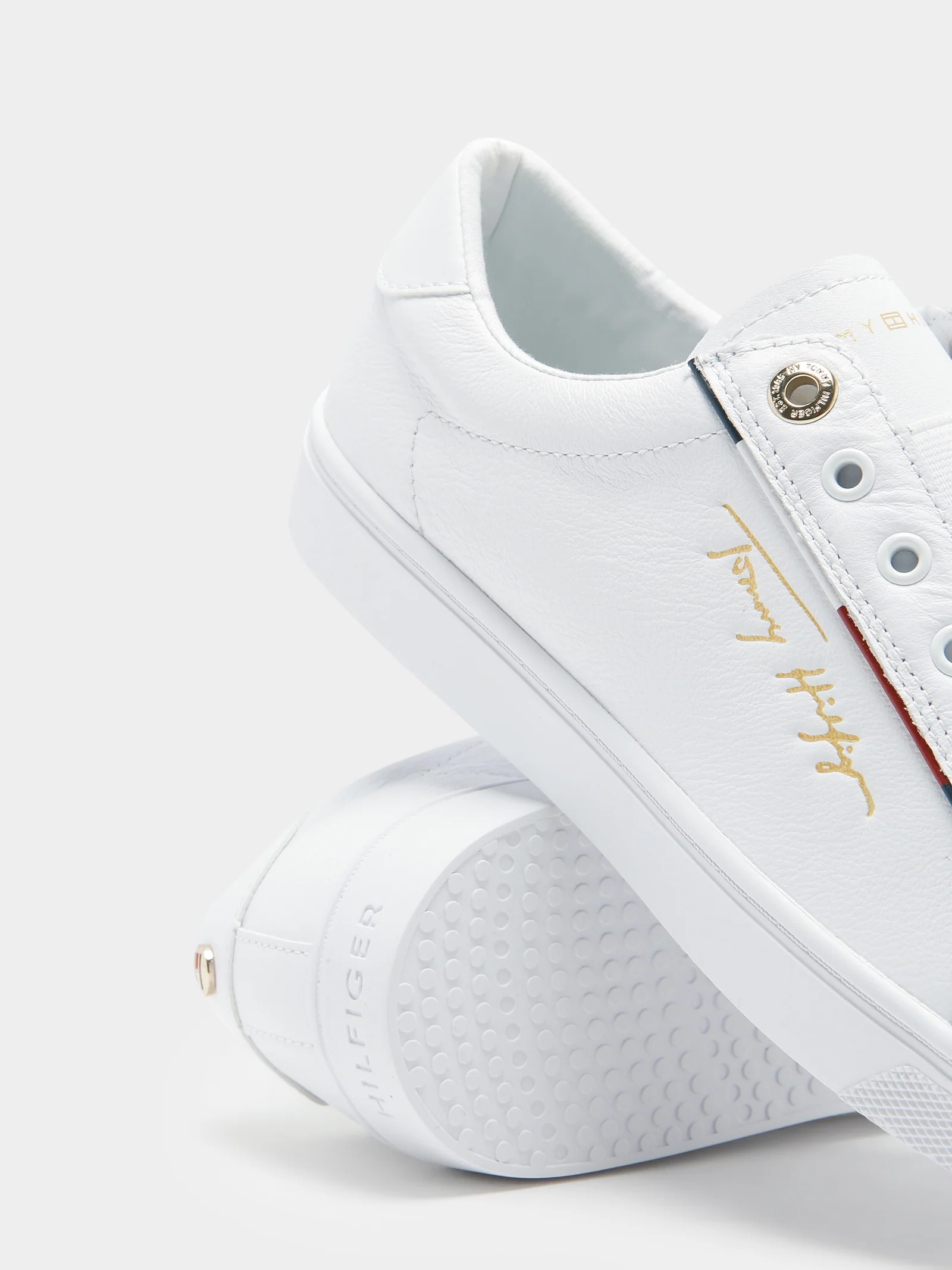 Womens Signature Logo Leather Sneakers - Image 5