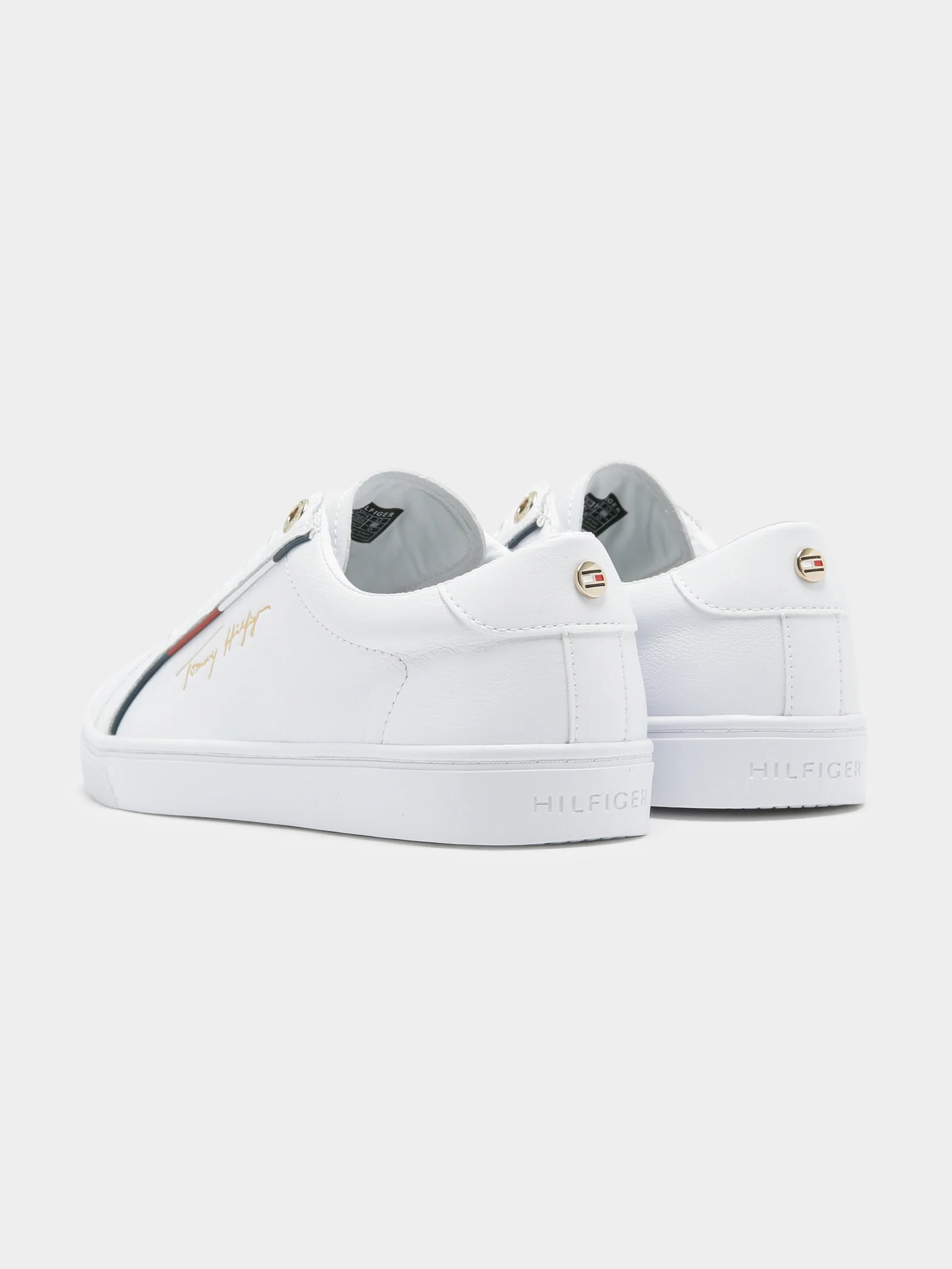 Womens Signature Logo Leather Sneakers - Image 7