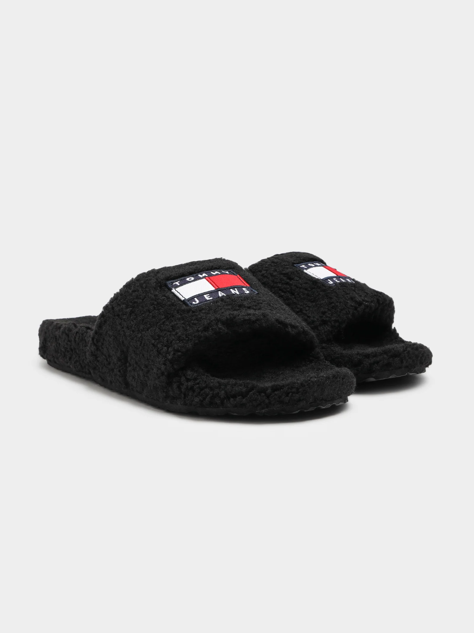Womens Tommy Jeans Flag Sherpa Slides - Image 6