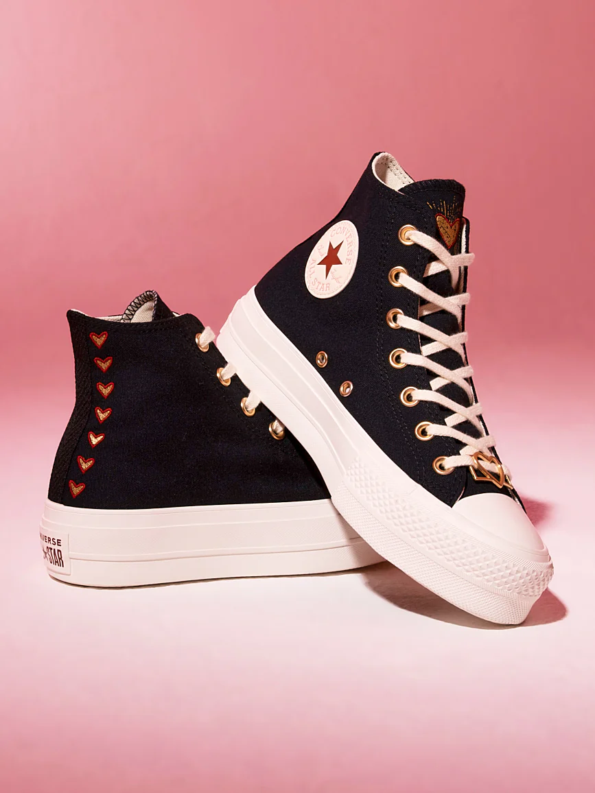 Womens Valentines Day Chuck Taylor All Star Lift High-Top Platform Sneakers - Image 5