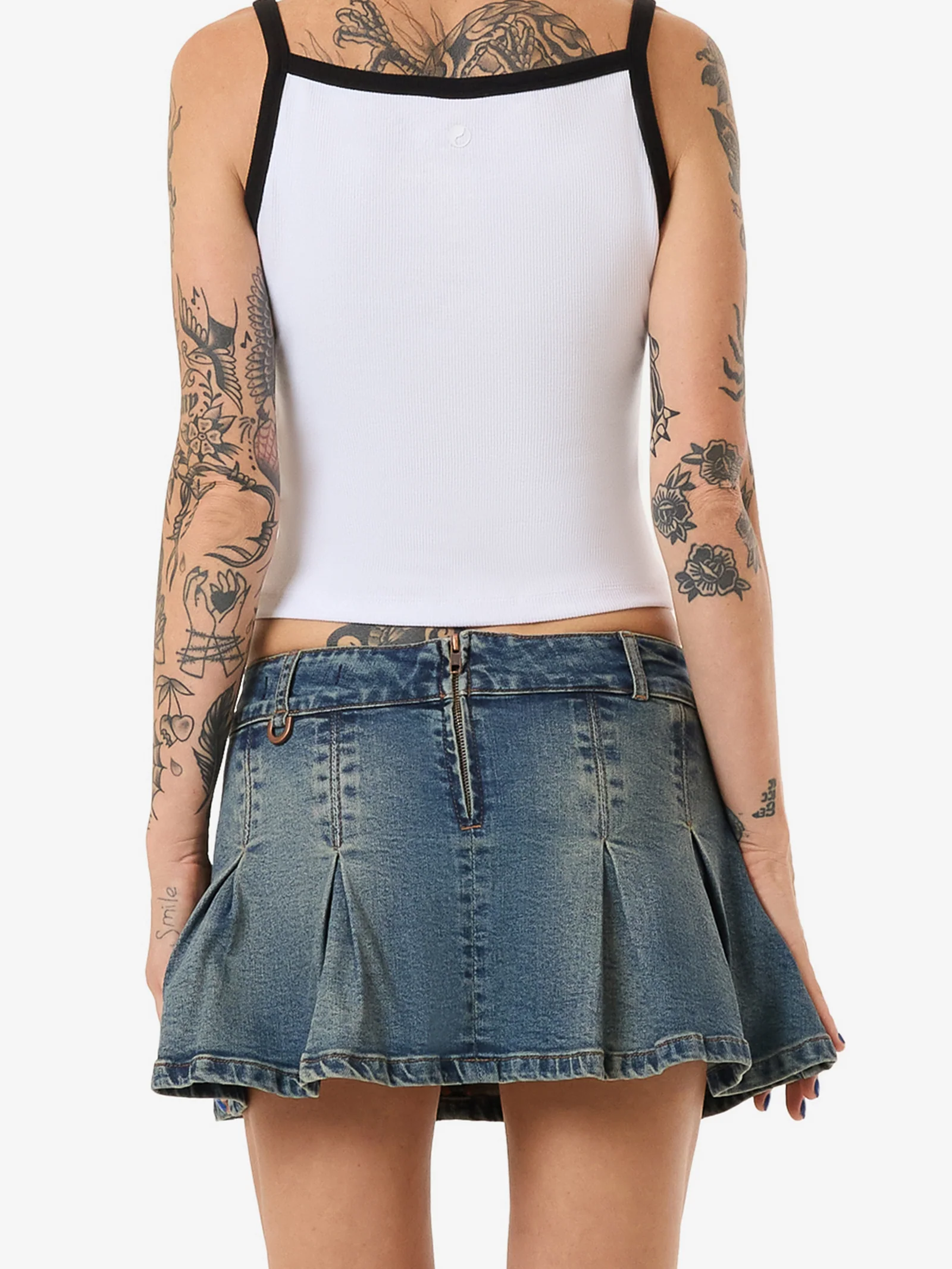 Fast Lane Pleated Denim Mini Skirt - Image 2