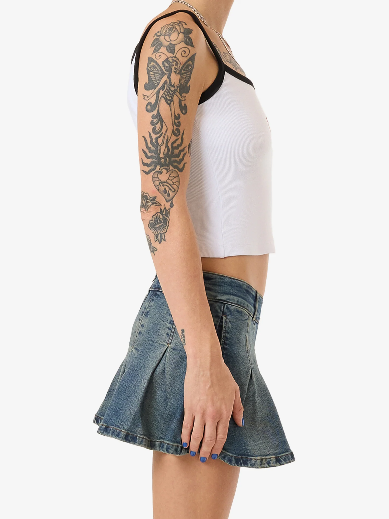 Fast Lane Pleated Denim Mini Skirt - Image 3