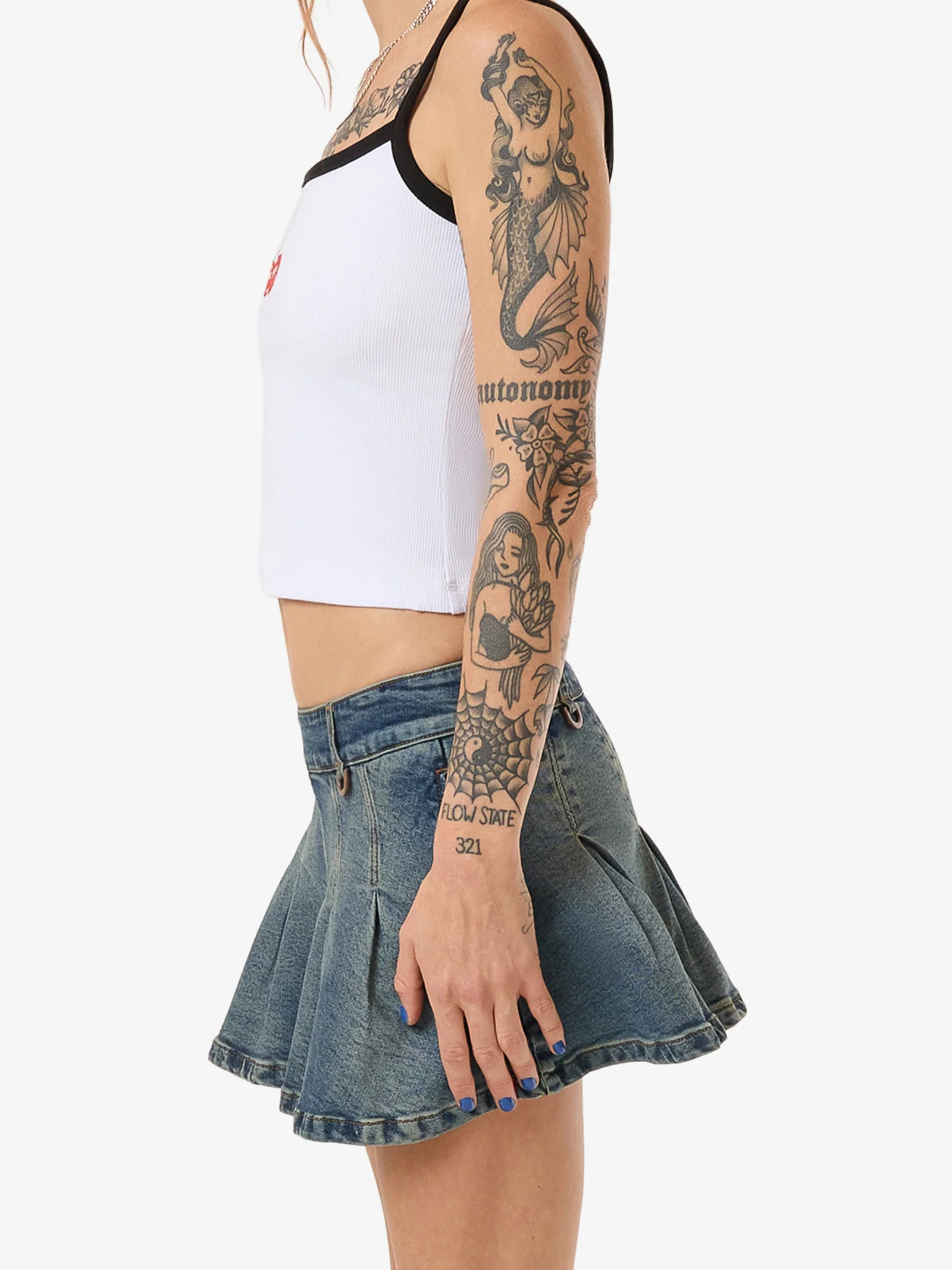 Fast Lane Pleated Denim Mini Skirt - Image 4