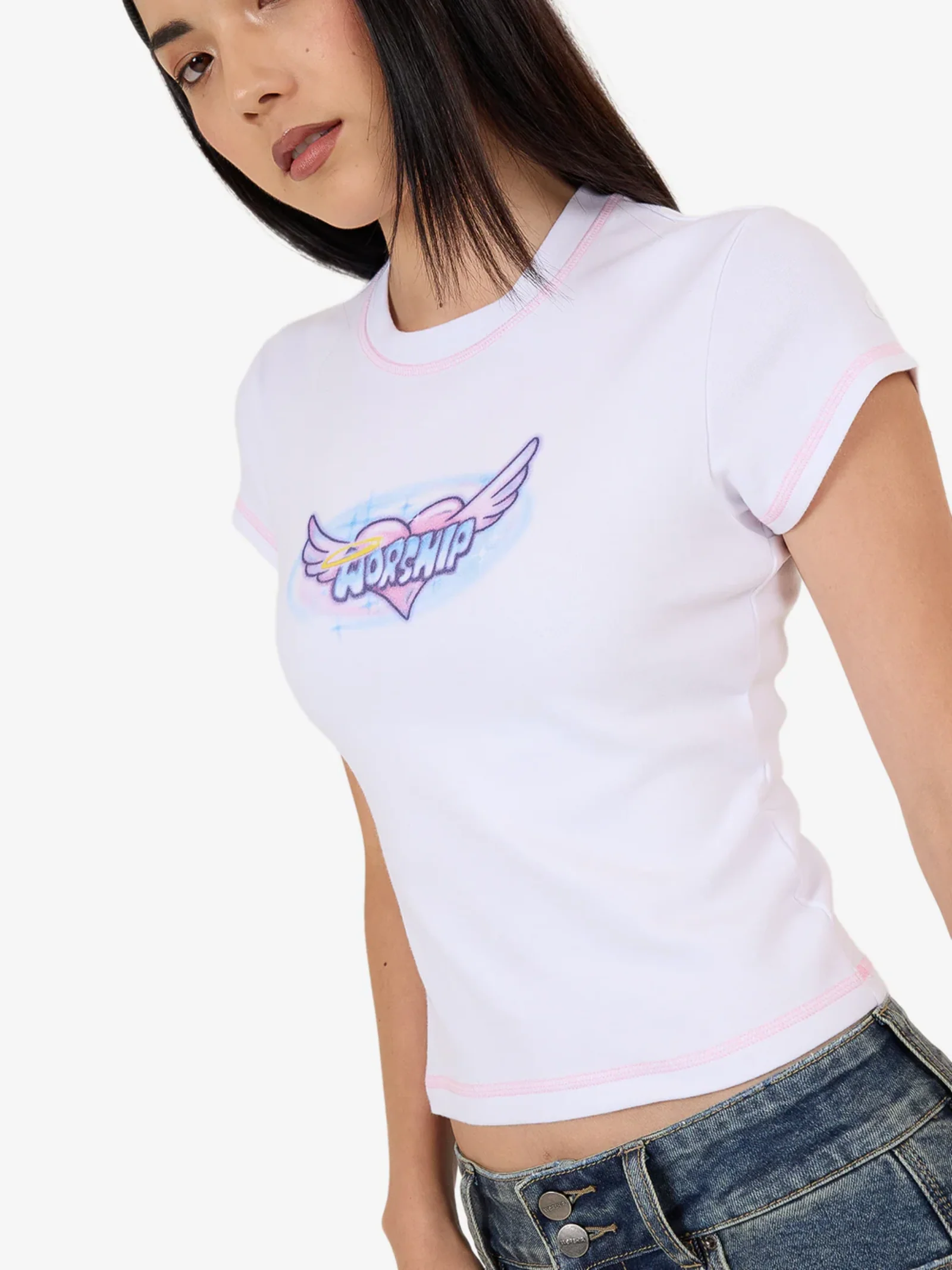 Not Your Angel Cap Sleeve Tee - Image 6