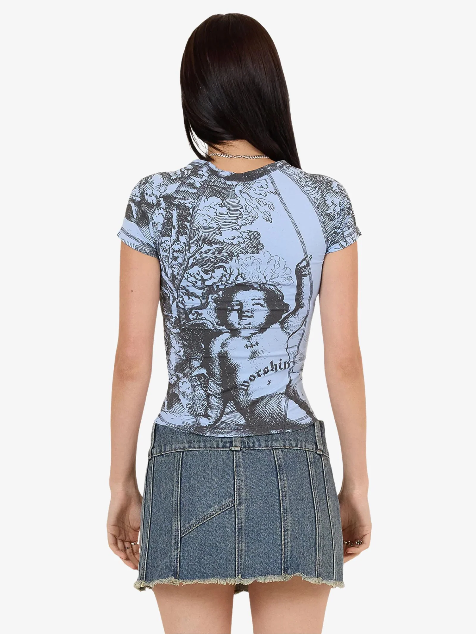 Not Your Angel Panelled Raglan Tee - Image 2