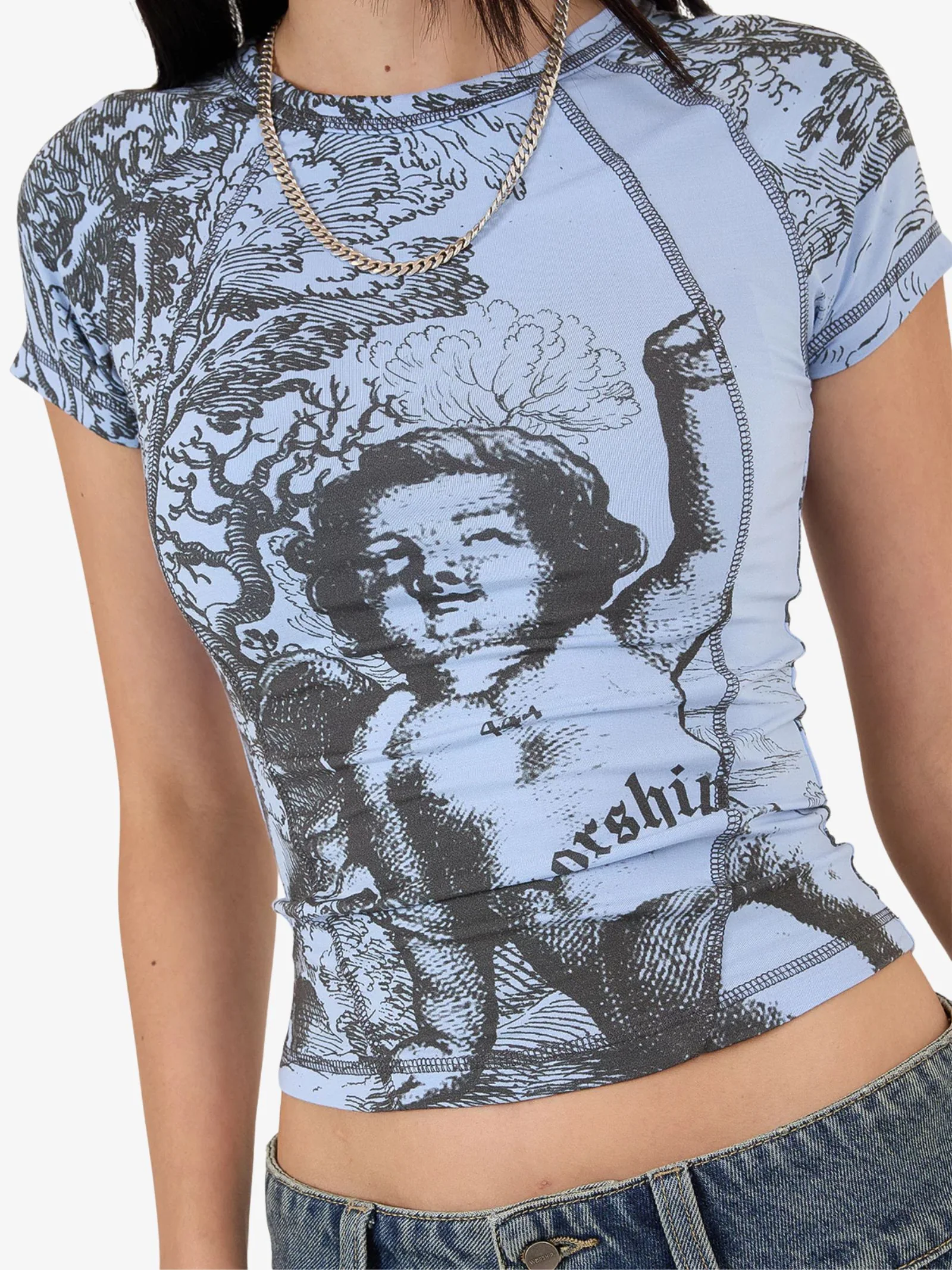 Not Your Angel Panelled Raglan Tee - Image 4
