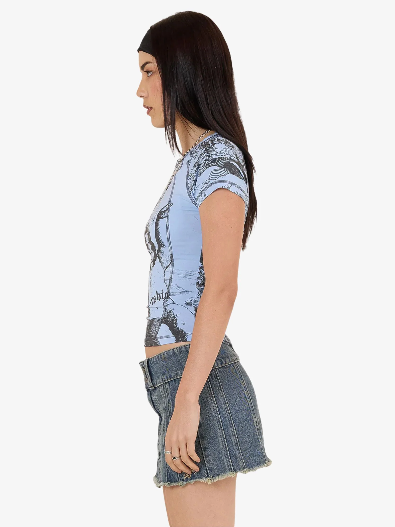 Not Your Angel Panelled Raglan Tee - Image 5