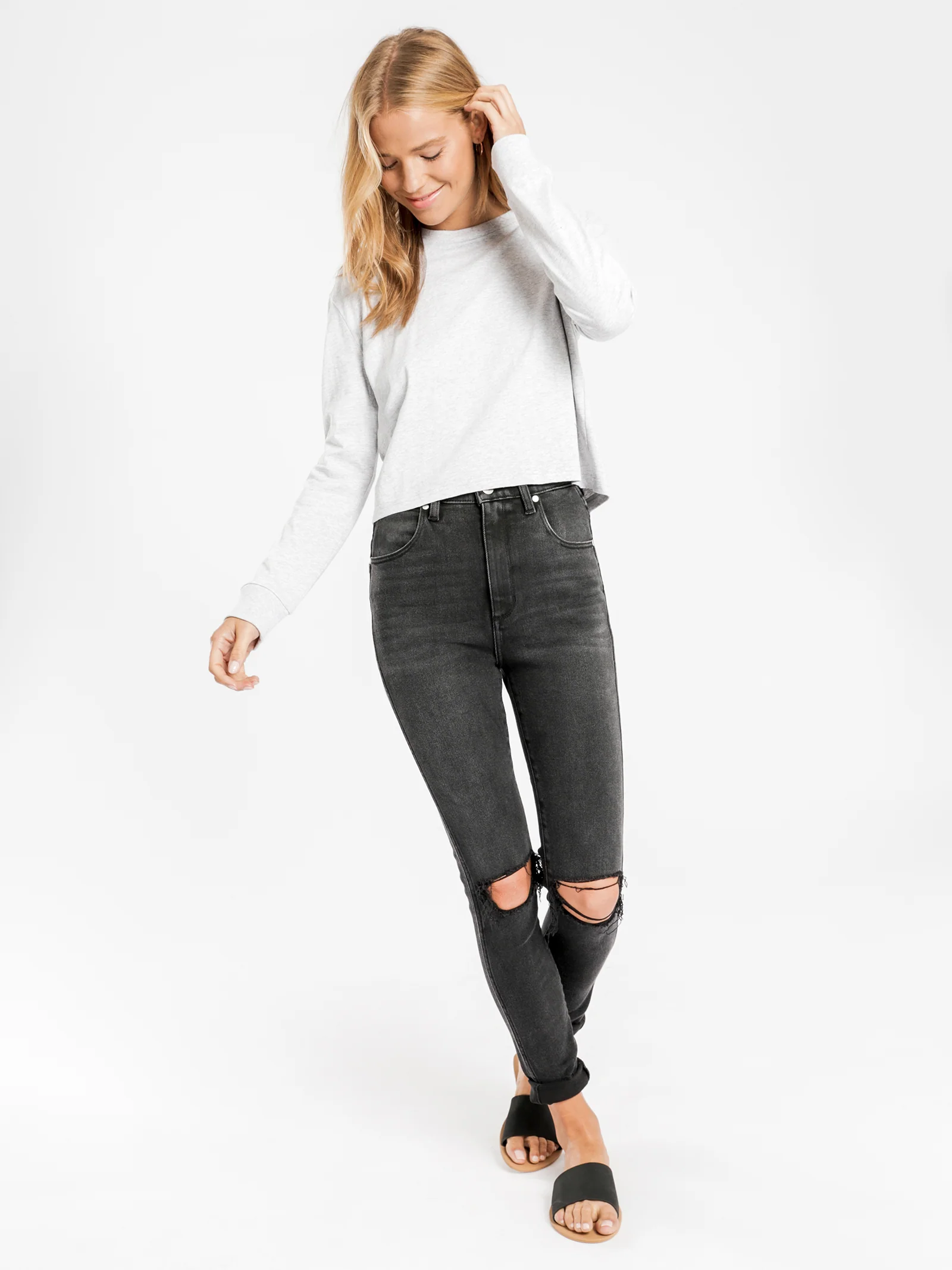 Xavier Crop Long Sleeve BF T-Shirt - Image 2