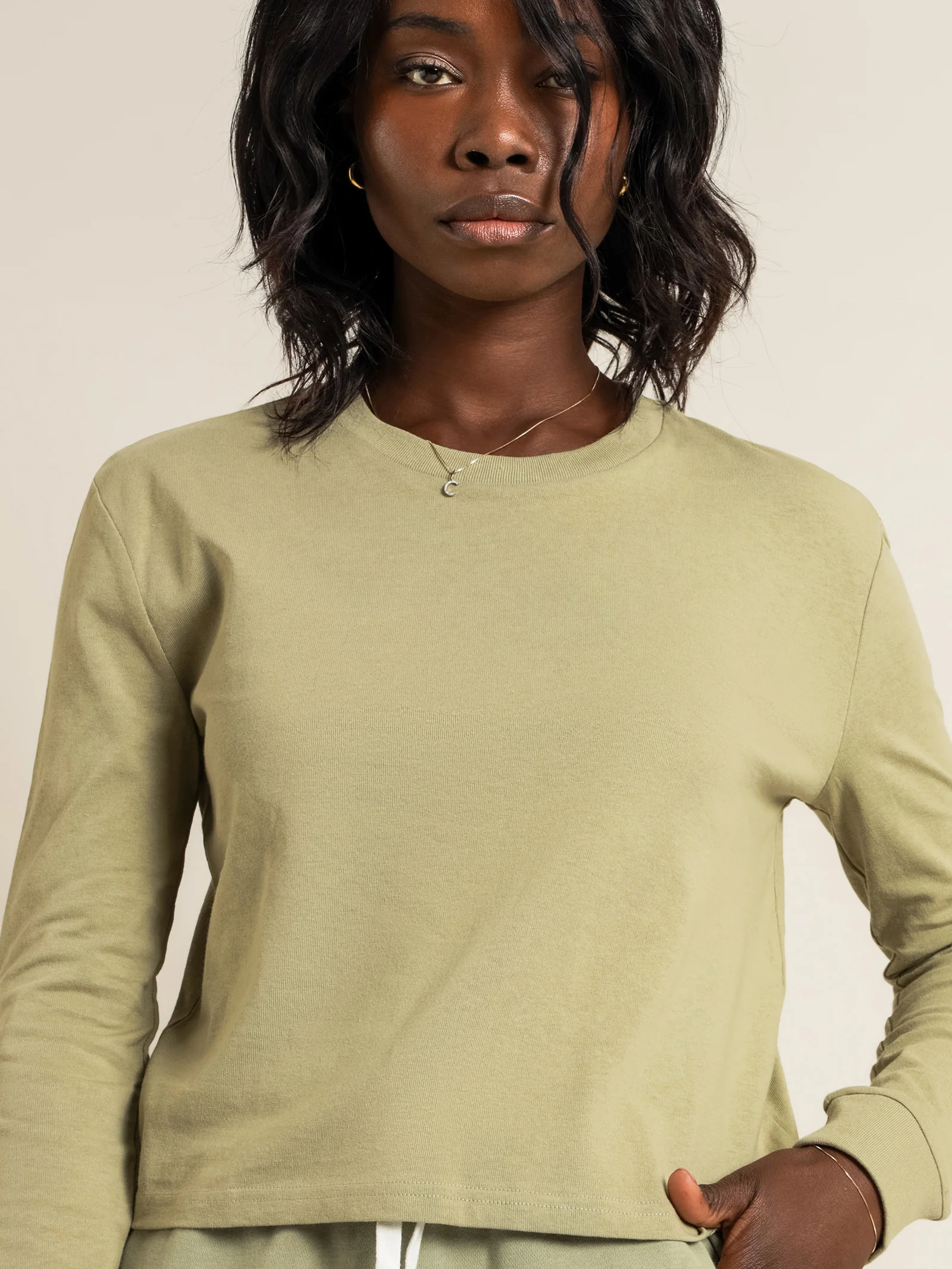 Xavier Crop Long Sleeve Boyfriend T-Shirt - Image 5