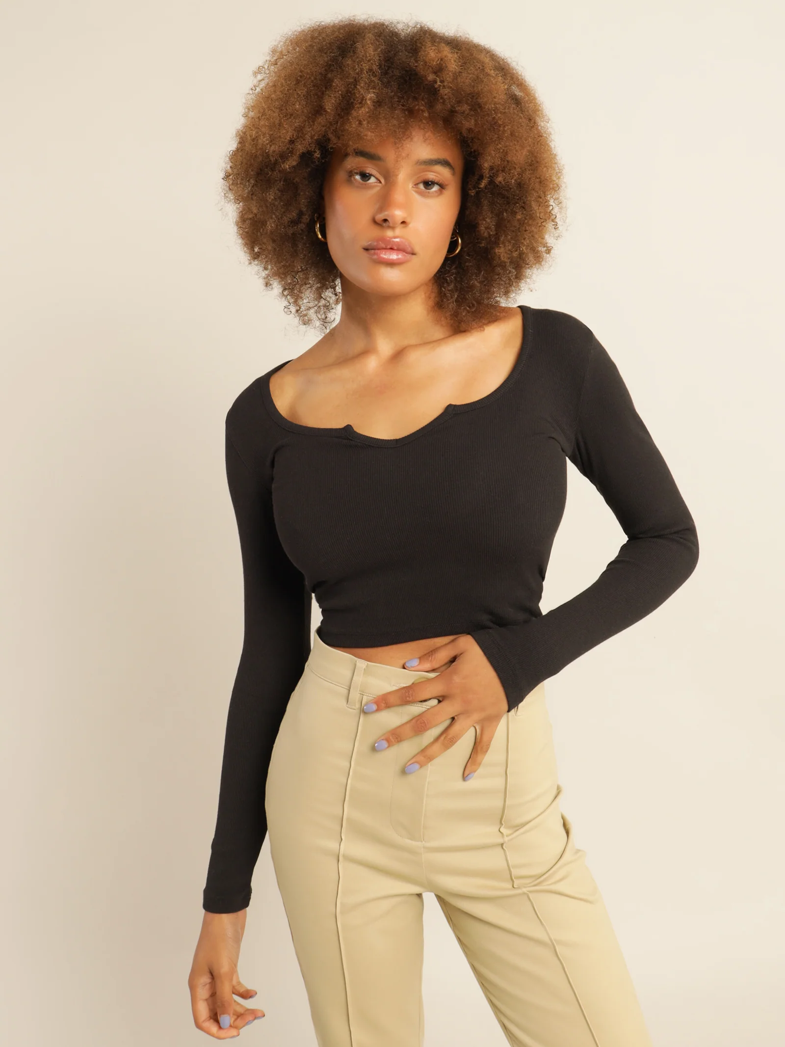 Yaz Notch Front Long Sleeve T-Shirt - Image 2
