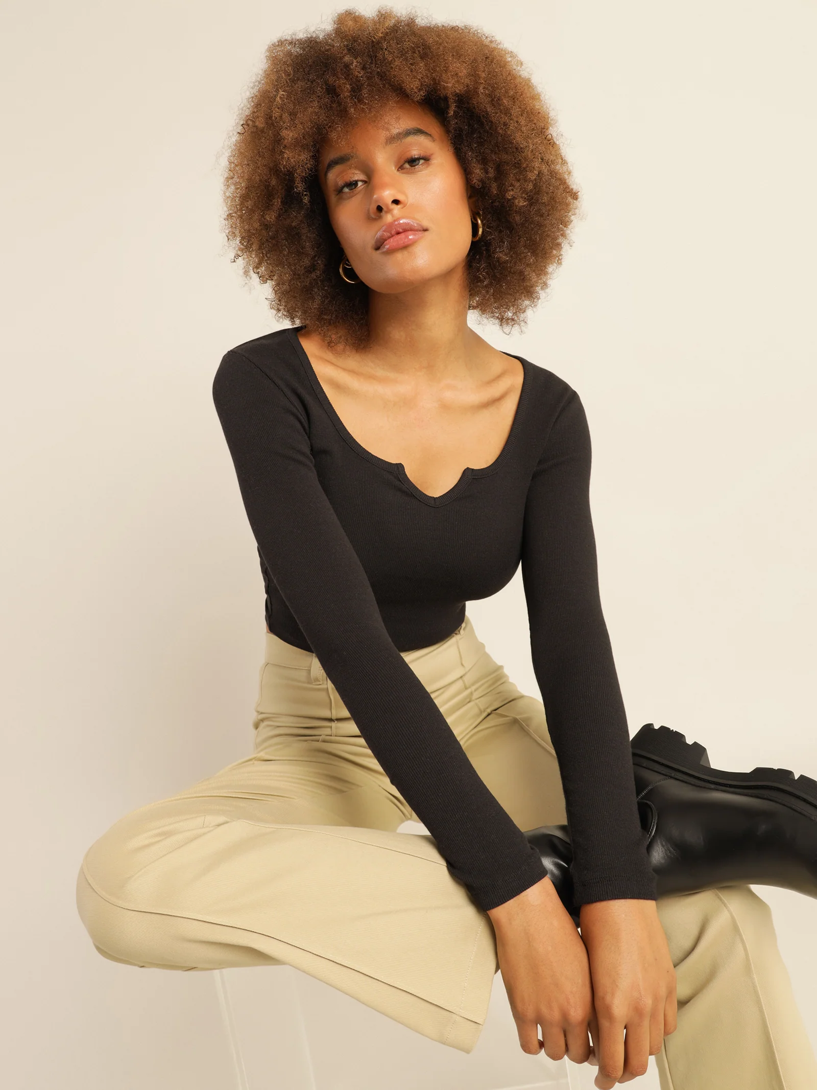 Yaz Notch Front Long Sleeve T-Shirt - Image 3