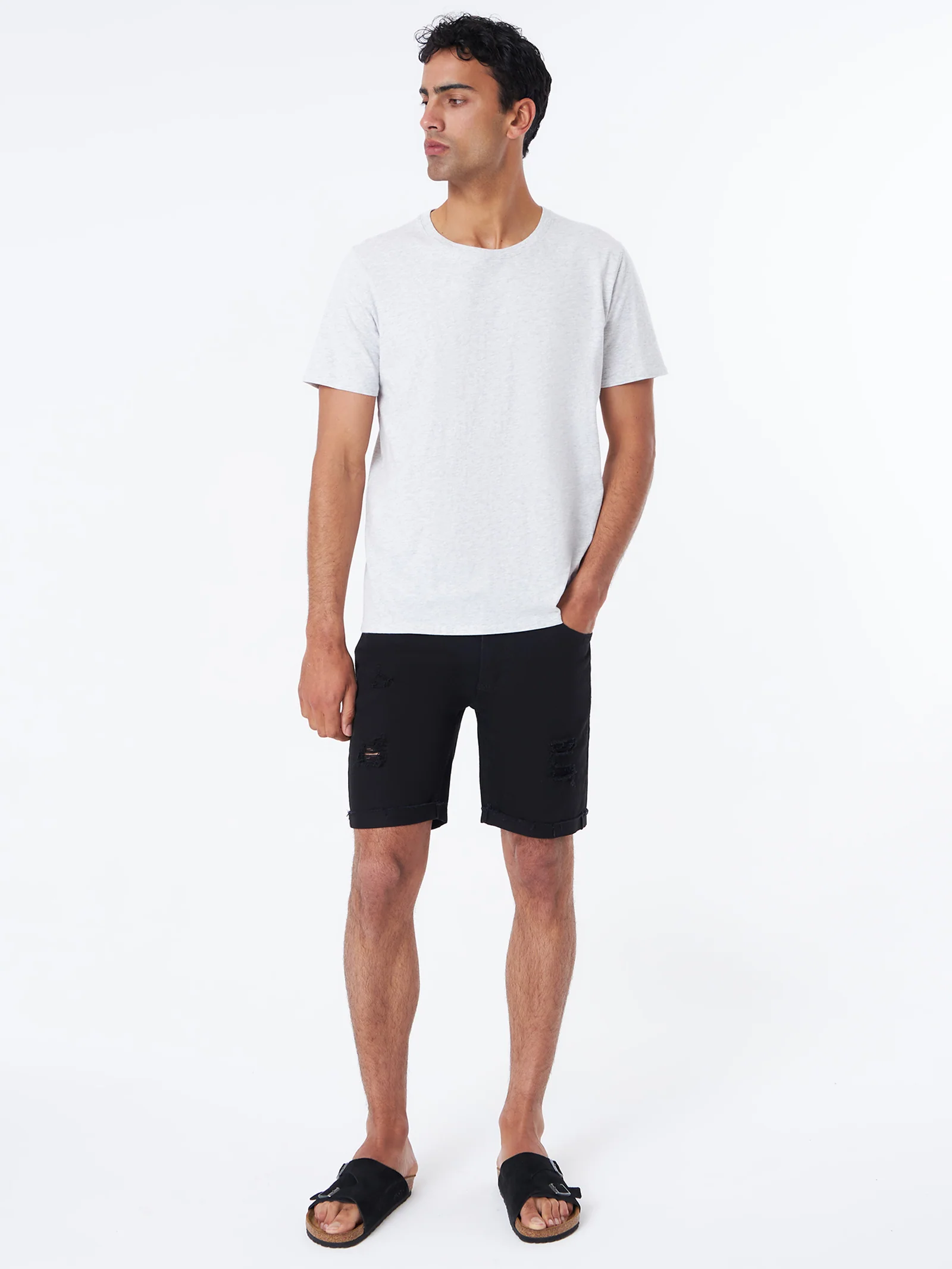 Zane Skinny Denim Short - True Black Rip - Image 4