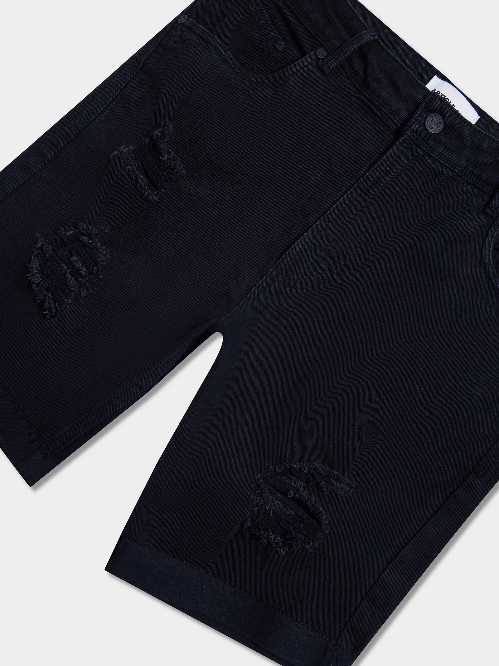 Zane Skinny Denim Short - True Black Rip - Image 7