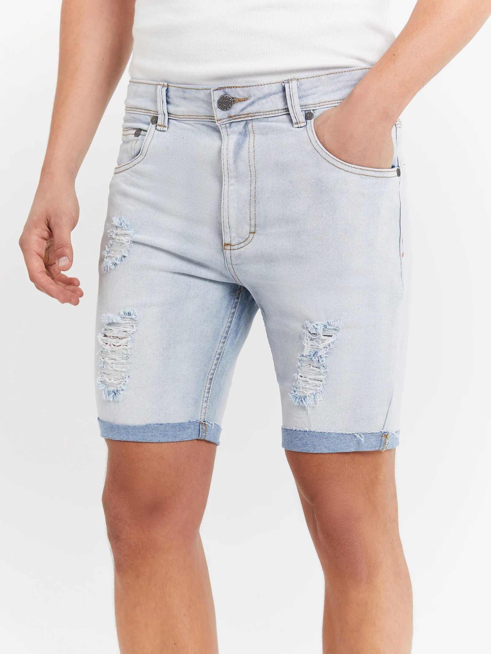 Zane Skinny Denim Shorts - Image 3