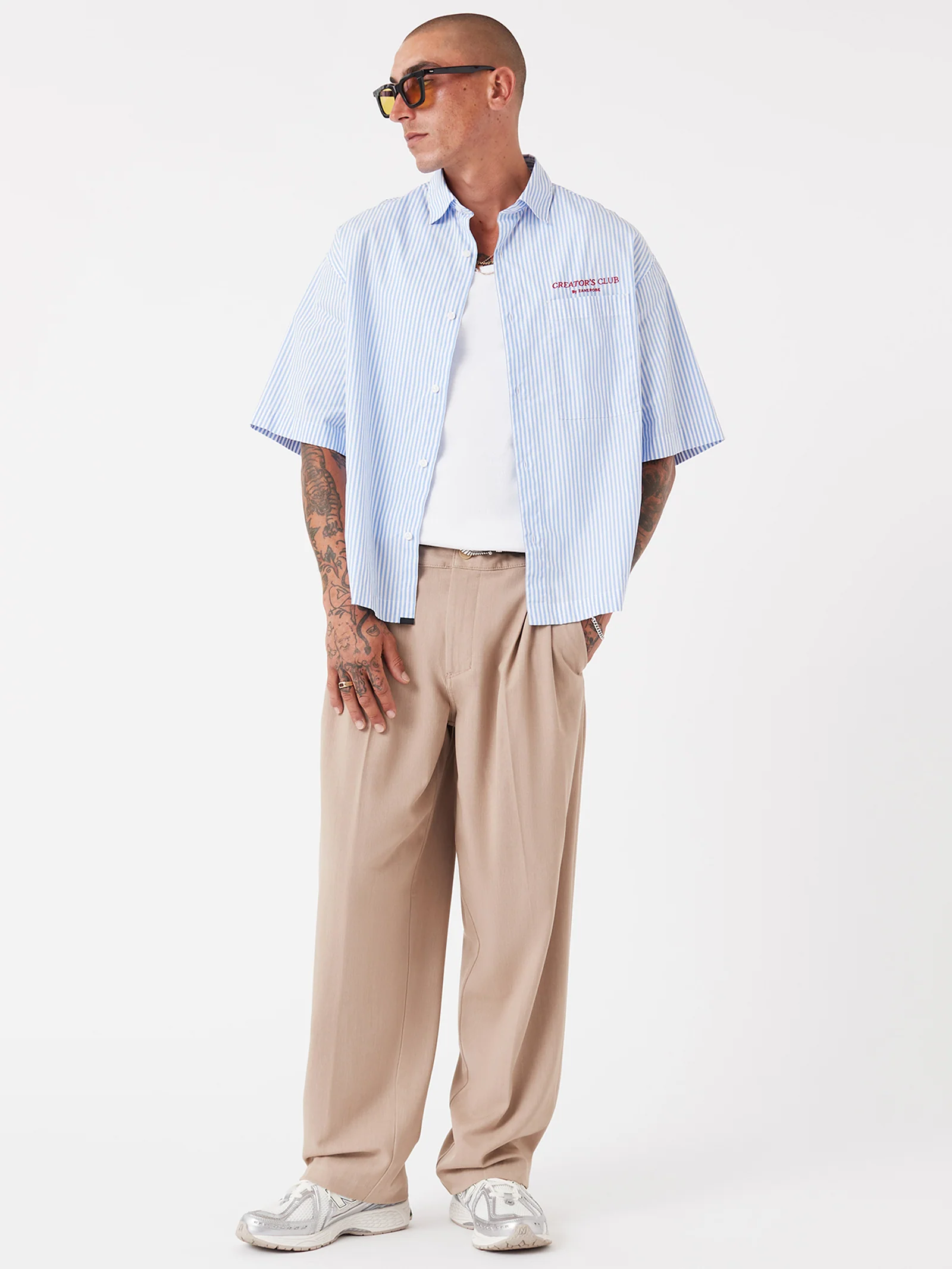 Creator's Club Box Crop Shirt - Blue Stripe - Image 2