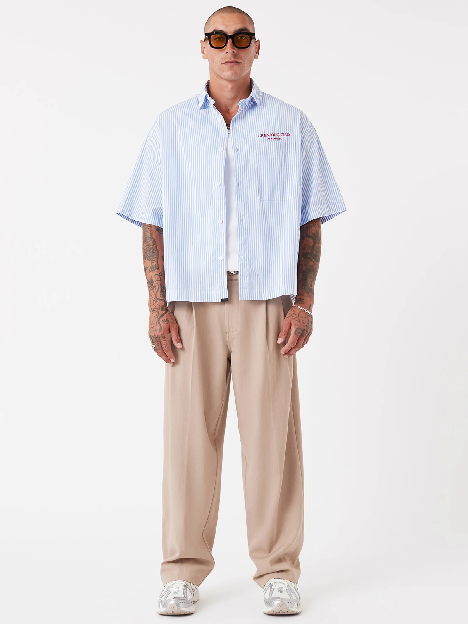 Creator's Club Box Crop Shirt - Blue Stripe - Image 3