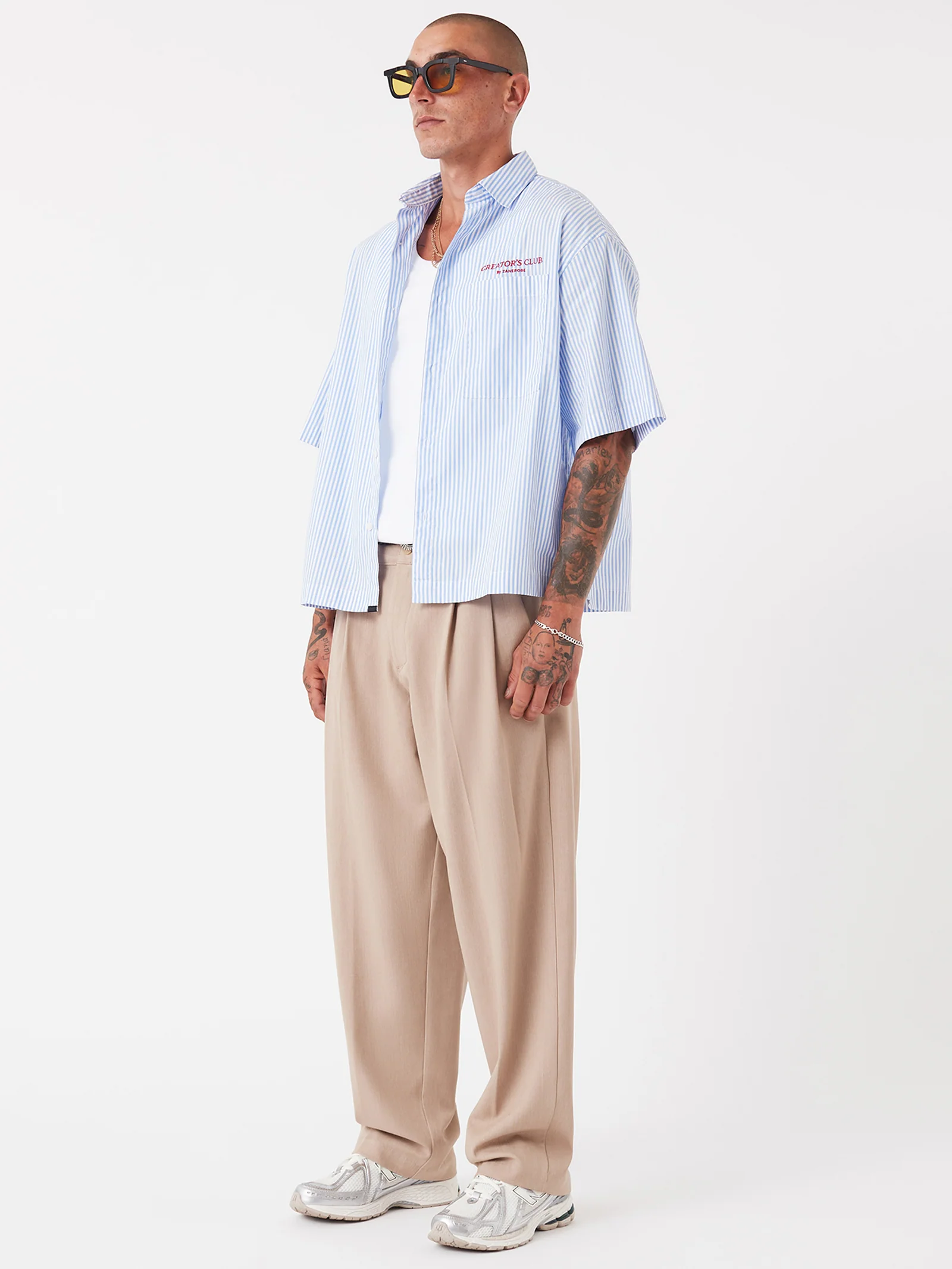 Creator's Club Box Crop Shirt - Blue Stripe - Image 5