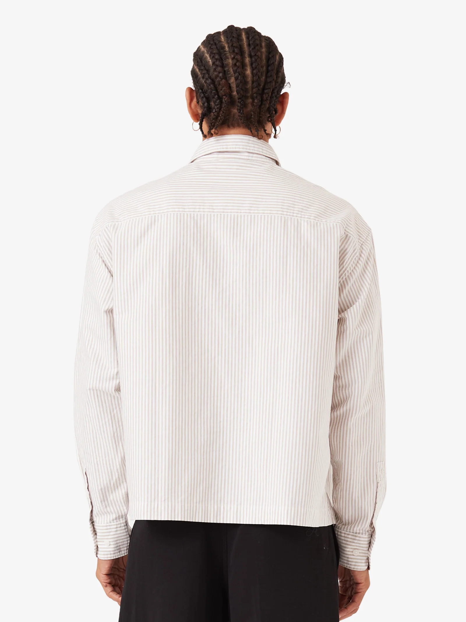 Overlap Crop Ls Shirt - White Pinstripe - Image 6