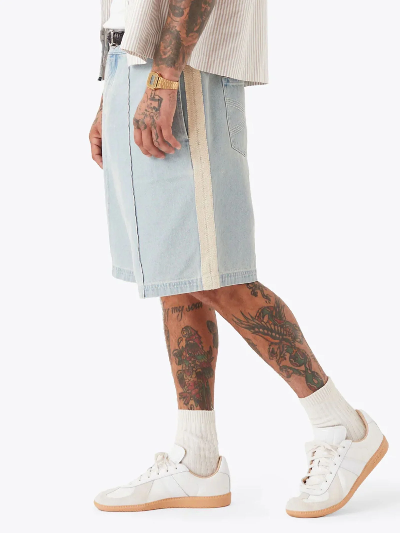 Stitched Pintuck Denim Short - Image 3