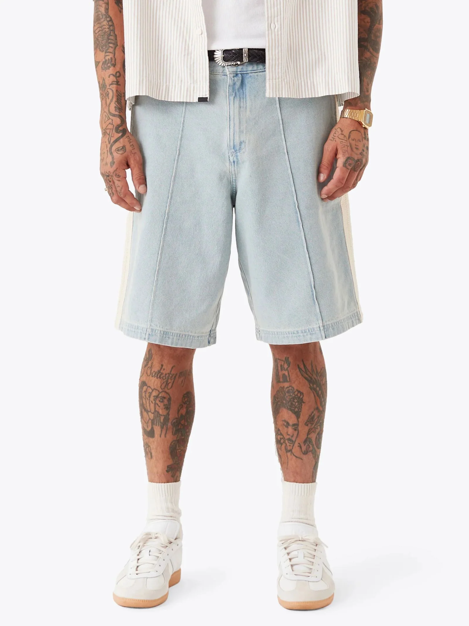 Stitched Pintuck Denim Short - Image 4