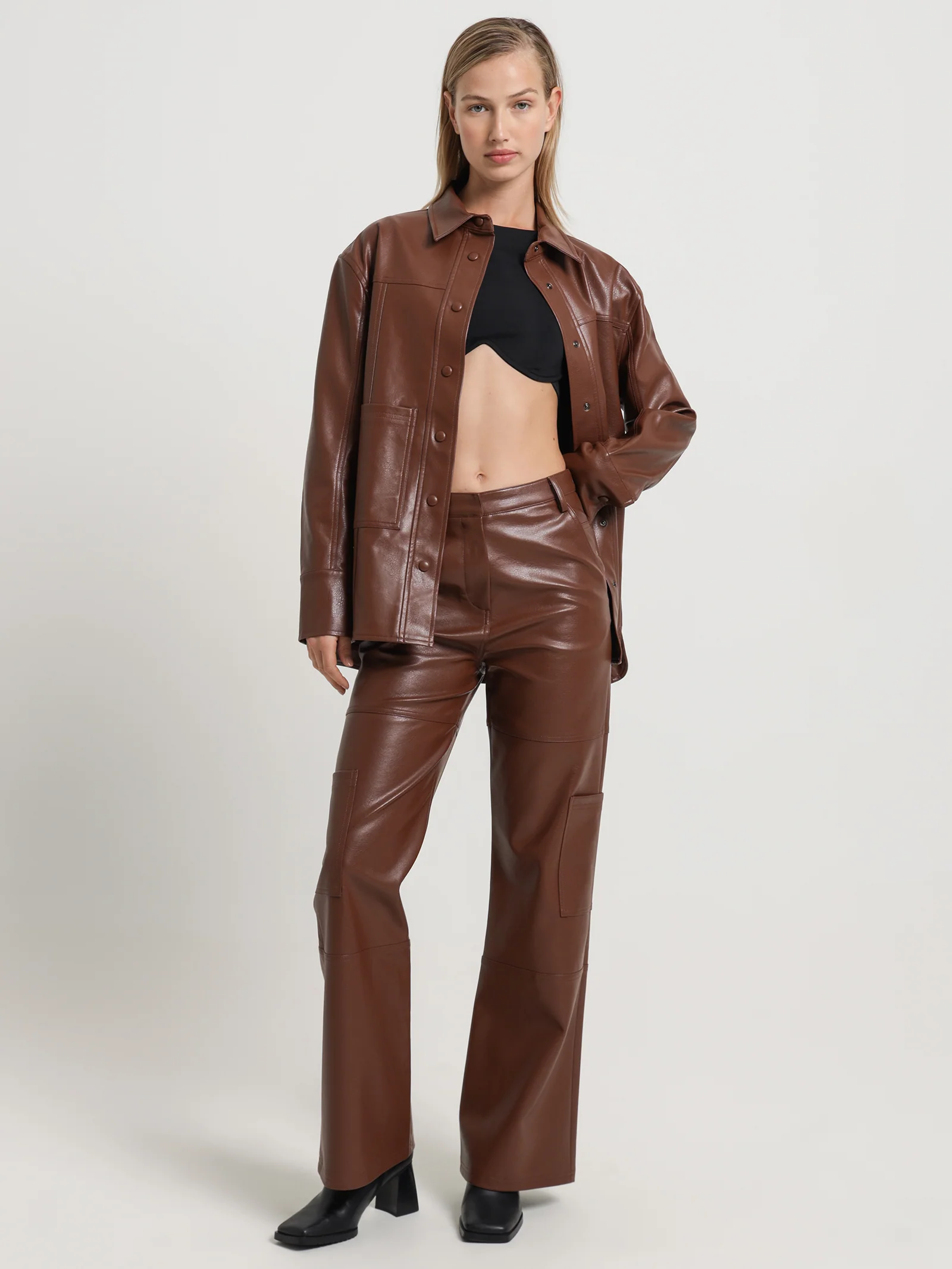 Zima Faux Leather Cargo Pants - Image 2