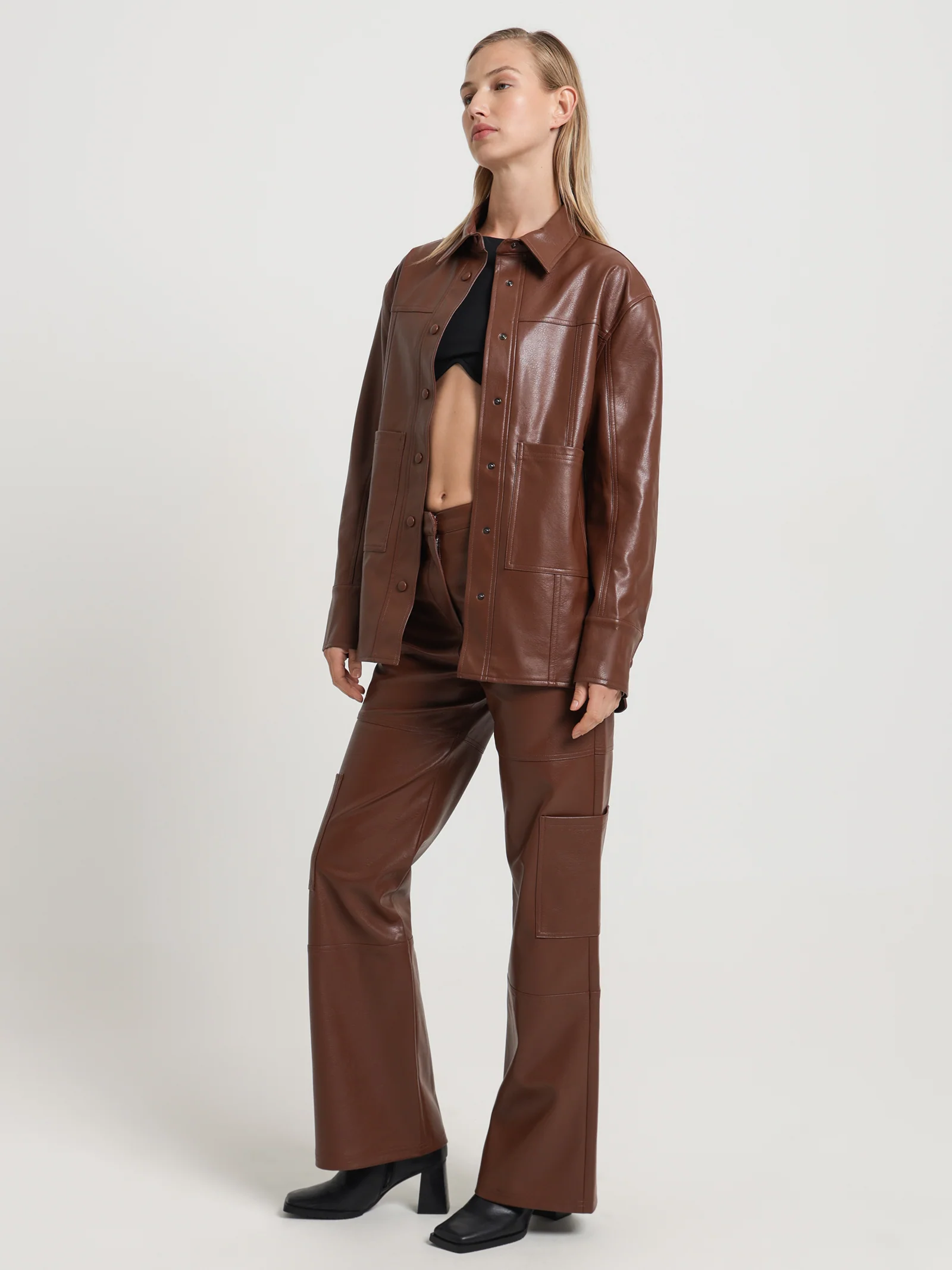 Zima Faux Leather Cargo Pants - Image 4
